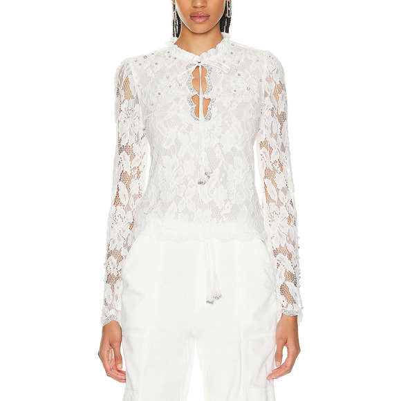 Hemant And Nandita 'Reet' Cream Nylon Top Size XS - Picture 1 of 6